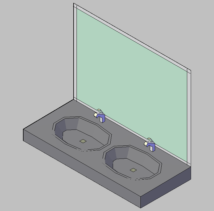 Bloque Autocad Vista de Lavabo 03 en 3D